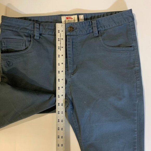 FjallRaven Women's Flat‎ Front Zipper Pocket Cotton Tapered Chinos Size 32 - Picture 12 of 13